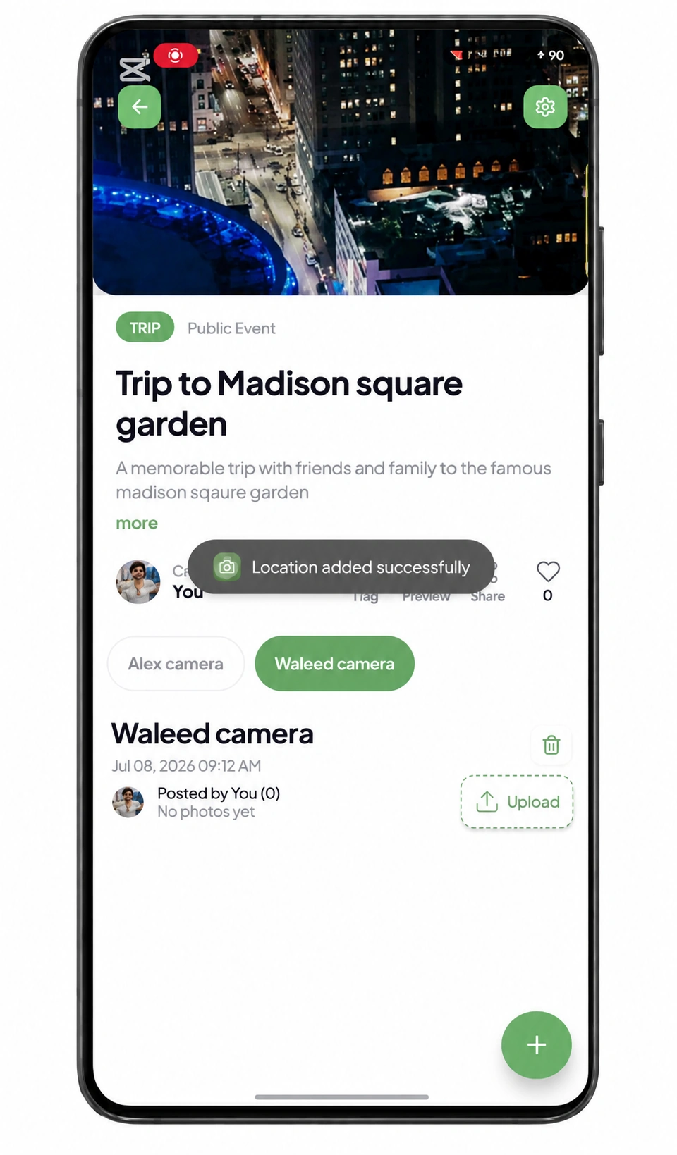 Guest cameras and the Upload button in PhotoTrail